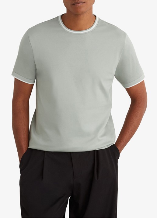 Reiss Ainsley T-shirt met gestreept detail - detail lindegroen