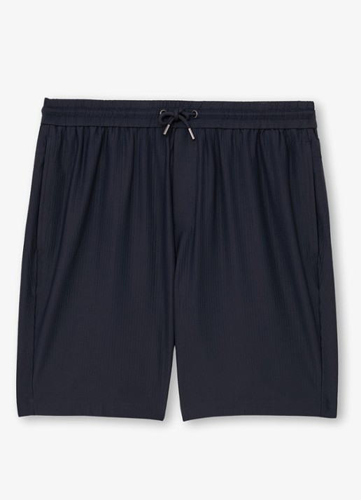 Reiss Ajay straight fit korte broek met structuur - voorkant donkerblauw