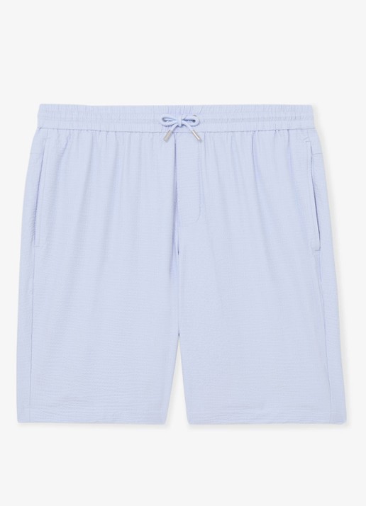 Reiss Ajay straight fit korte broek met structuur - voorkant 5 lichtblauw