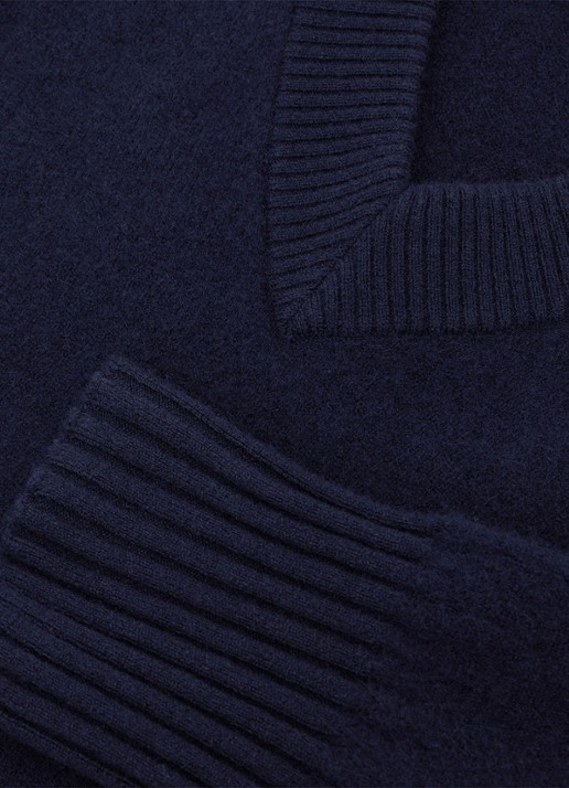Reiss Alberz ribgebreide trui van wol en kasjmier - detail 7 navy / blauw