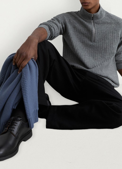 Reiss Aldershop grofgebreid trui met halve rits - detail 4 grijsmele