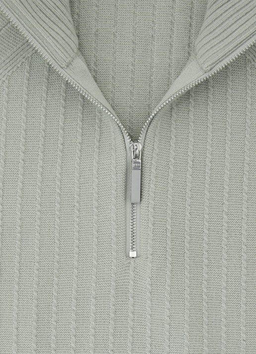 Reiss Aldershop grofgebreid trui met halve rits - detail 4 groen