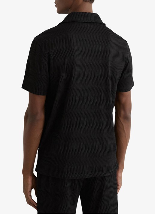 Reiss Aleo overhemd met structuur  - achterkant 6 black / zwart
