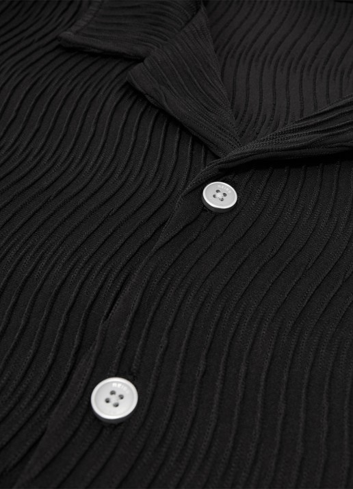 Reiss Aleo overhemd met structuur  - detail 5 black / zwart