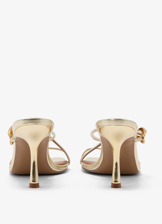 Reiss Alex muiltje van leer met metallic finish - achterkant goud