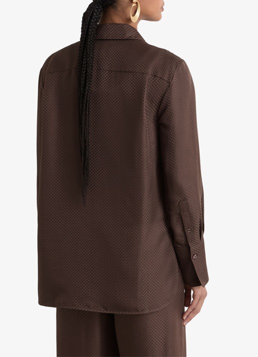 Reiss Aliana blouse met jacquard dessin - achterkant bruin