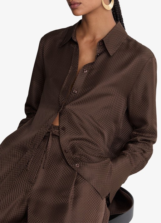Reiss Aliana blouse met jacquard dessin - detail 5 bruin
