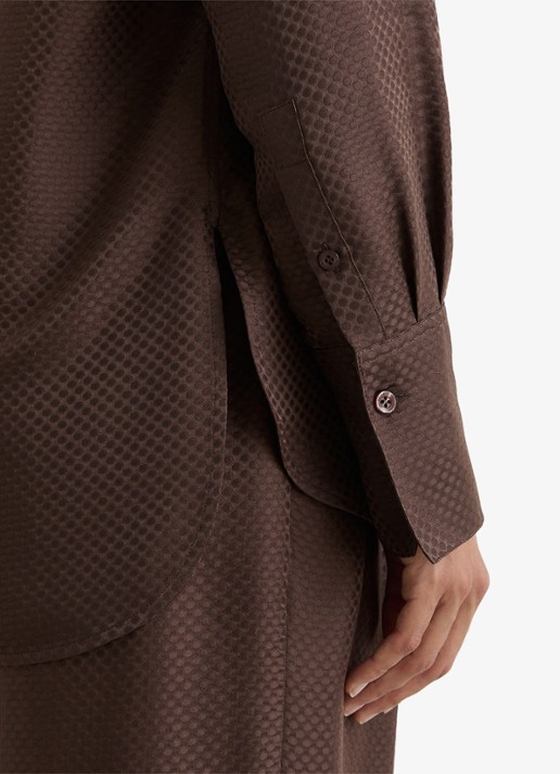 Reiss Aliana blouse met jacquard dessin - detail 6 bruin