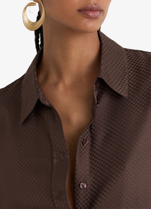 Reiss Aliana blouse met jacquard dessin - detail 7 bruin