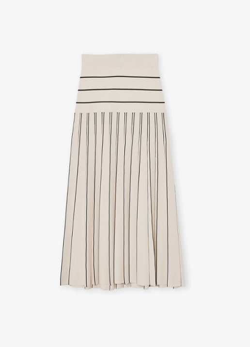 Reiss Alice midi jurk met plooien - voorkant 5 beige