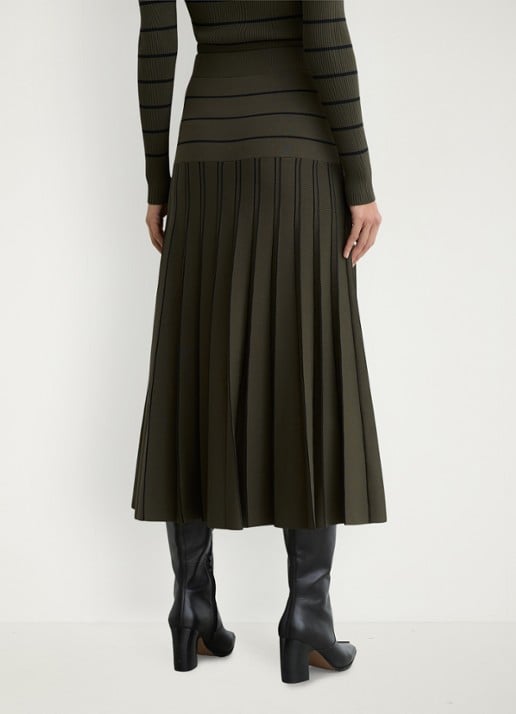 Reiss Alice midi jurk met plooien - achterkant 5 khaki