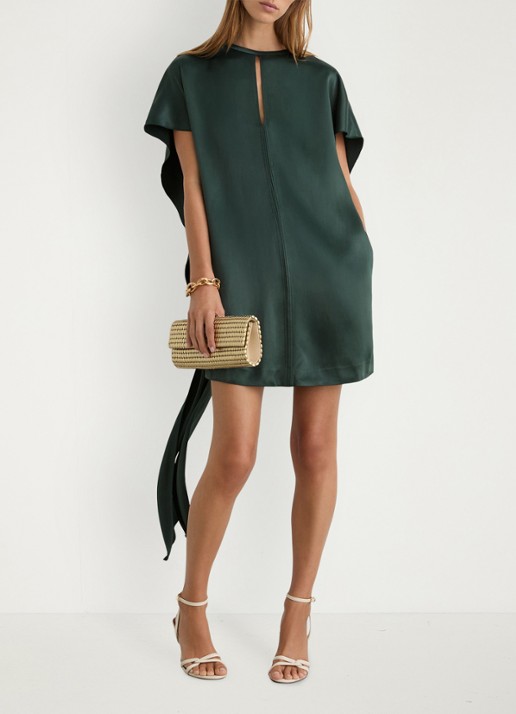 Reiss Alice mini jurk met gedrapeerd detail - voorkant 2 turquoise