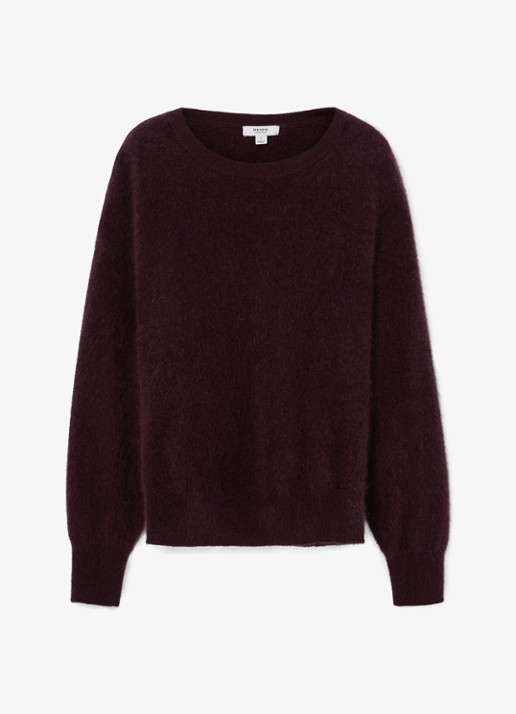 Reiss Alina fijngebreide pullover van kasjmier - voorkant aubergine