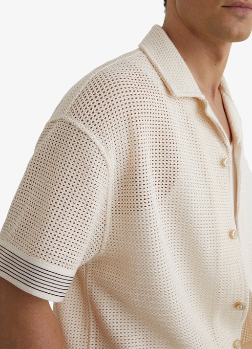 Reiss Aliso overhemd van crochet - detail 5 creme