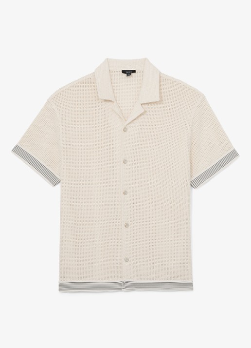 Reiss Aliso overhemd van crochet - voorkant creme