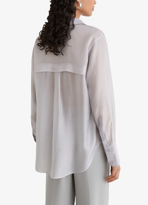 Reiss Ally blouse met streepprint - achterkant 7 blauwgrijs