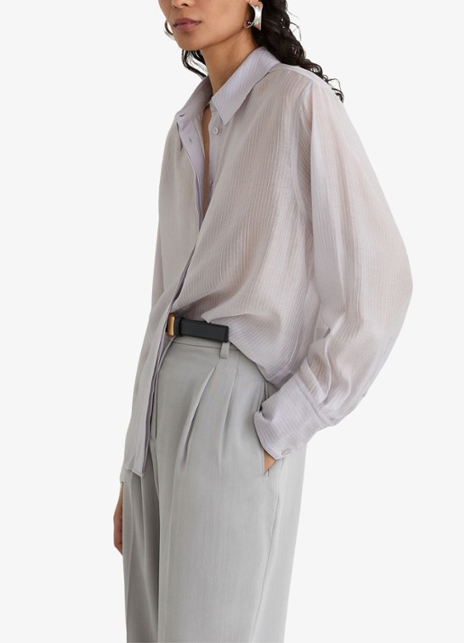Reiss Ally blouse met streepprint - detail 4 blauwgrijs