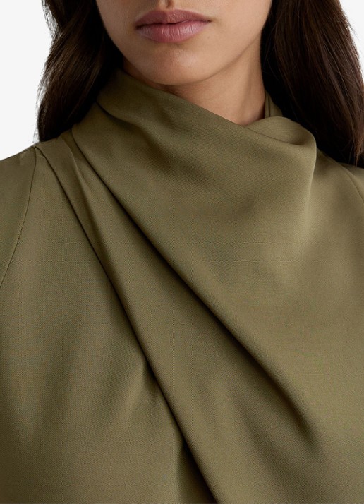 Reiss ALMA midi A-lijn jurk met plooien  - detail 5 khaki