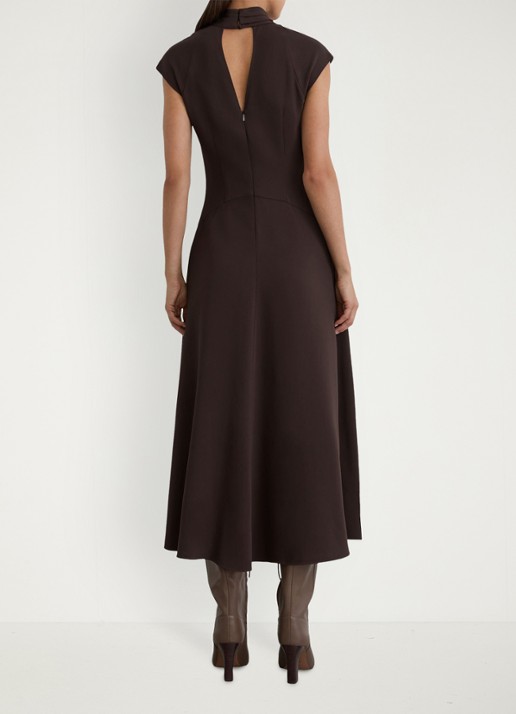 Reiss ALMA midi A-lijn jurk met plooien  - achterkant 6 aubergine