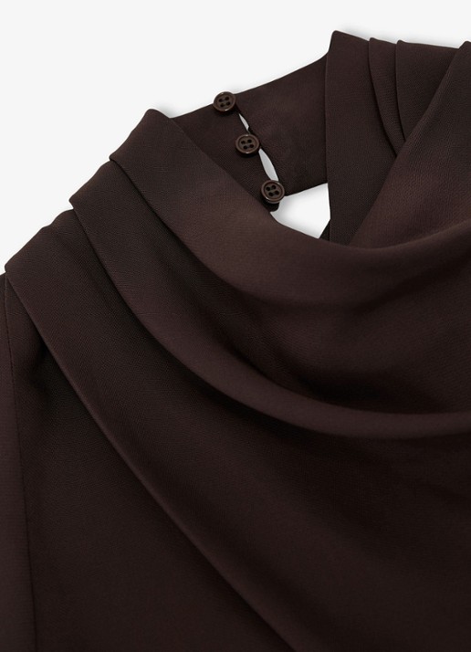 Reiss ALMA midi A-lijn jurk met plooien  - detail 3 aubergine