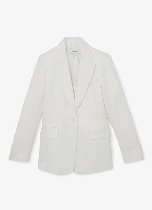 Reiss Alyx blazer in linnenblend - voorkant 2 wit