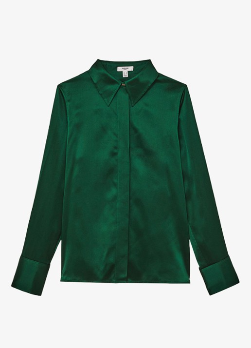 Reiss Ameira blouse van zijde - voorkant 2 groen