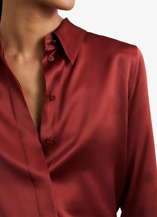 Reiss Ameira blouse van zijde - detail 2 donkerrood