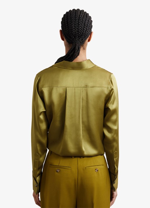 Reiss Ameira blouse van zijde - achterkant 6 lichtgroen