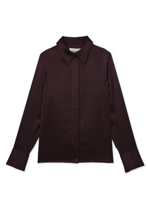 Reiss Ameira blouse van zijde - voorkant bordeauxrood