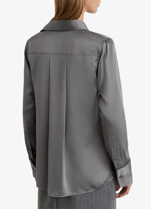 Reiss Ameira blouse van zijde - achterkant 7 donkergrijs
