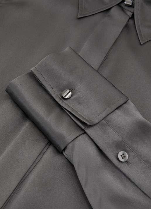 Reiss Ameira blouse van zijde - detail 4 donkergrijs