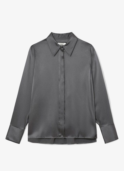 Reiss Ameira blouse van zijde - voorkant 5 donkergrijs