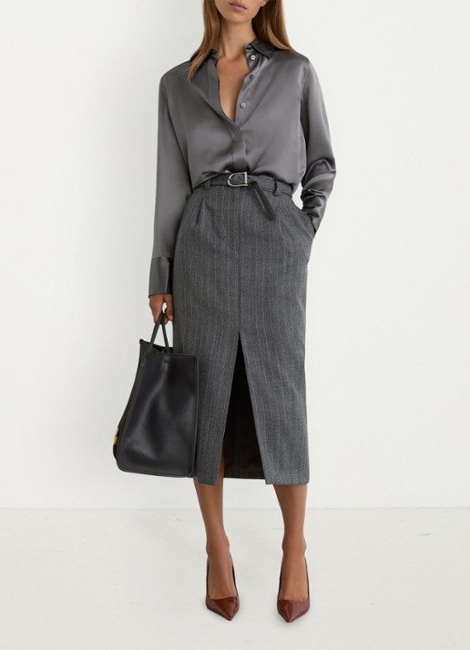 Reiss Ameira blouse van zijde - voorkant 6 donkergrijs