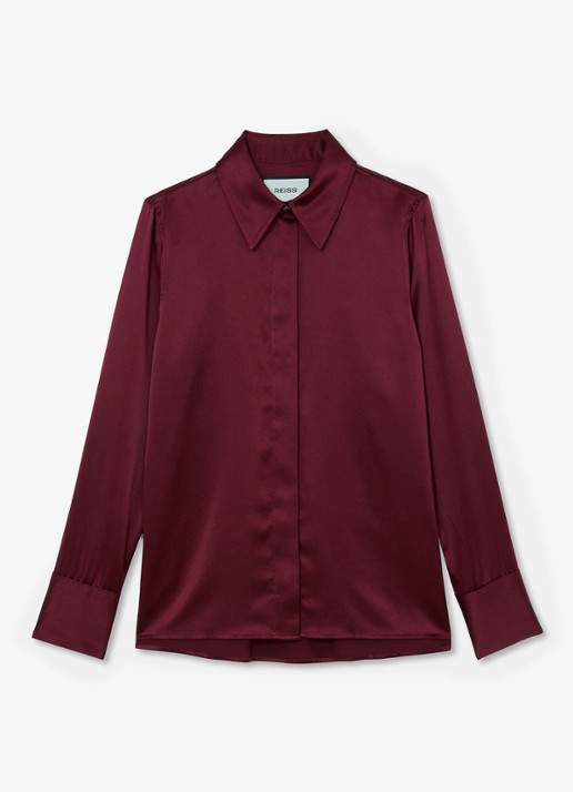 Reiss Ameira blouse van zijde - voorkant rood