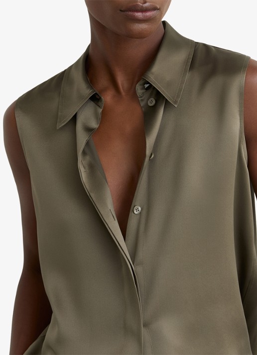 Reiss Amelia blouse van zijde - detail 5 khaki