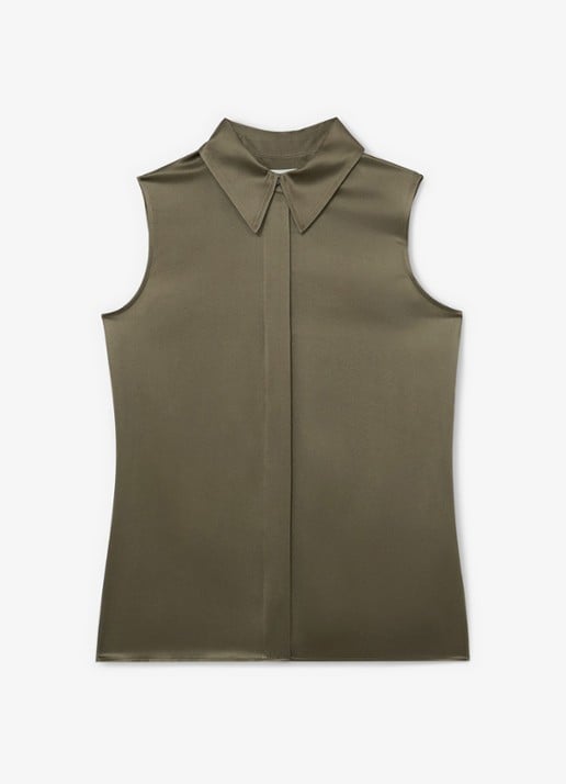 Reiss Amelia blouse van zijde - voorkant khaki