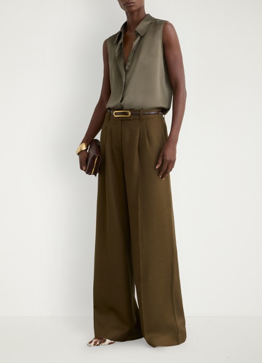 Reiss Amelia blouse van zijde - voorkant 2 khaki