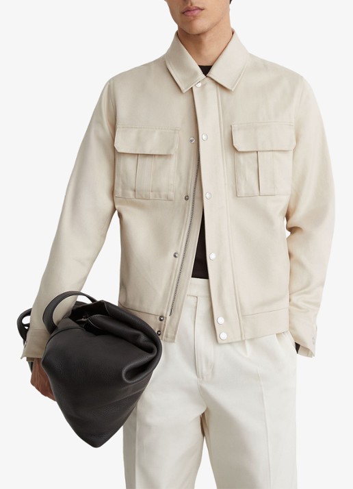 Reiss Americas bomberjack met klepzakken  - detail 6 stone / beige
