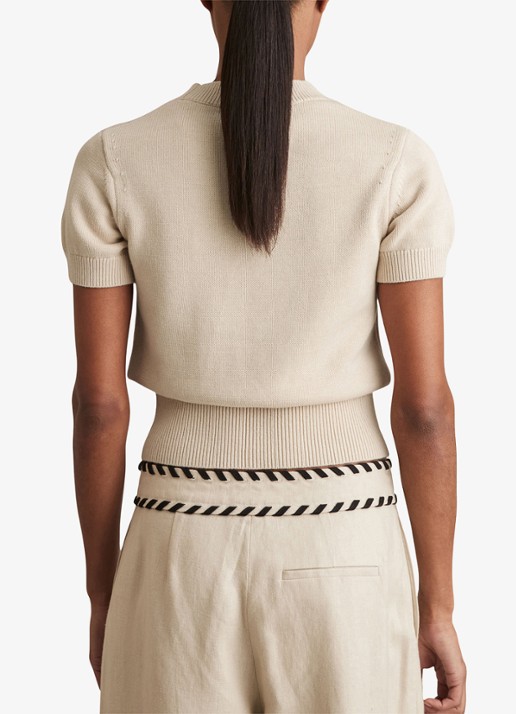 Reiss Anita fijngebreid T-shirt in wolblend - achterkant 5 creme