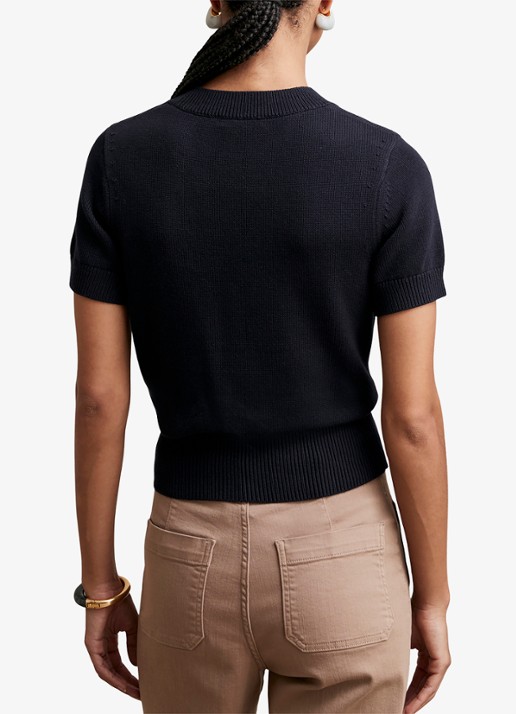 Reiss Anita fijngebreid T-shirt in wolblend - achterkant 3 blauw