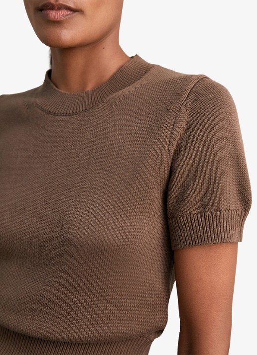 Reiss Anita fijngebreid T-shirt in wolblend - detail 2 bruin