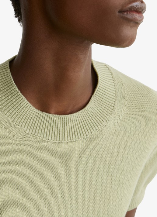 Reiss Anita fijngebreid T-shirt in wolblend - detail 3 lindegroen