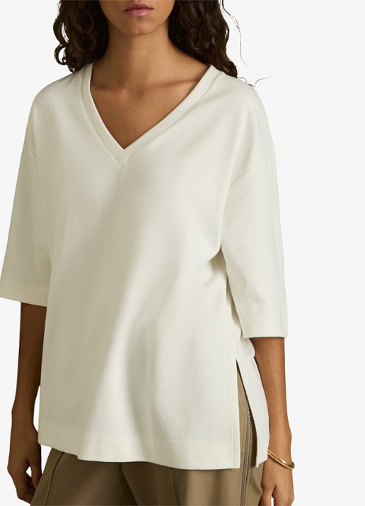 Reiss Annabel oversized T-shirt met V-hals - detail 3 ivoor