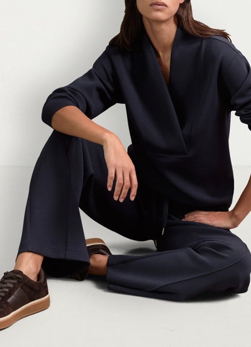 Reiss ANNABEL Premium Interlock Shawl-Neck Sweatshirt with Modal - detail 4 blauw