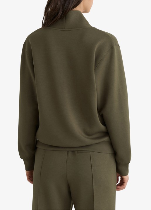 Reiss ANNABEL Premium Interlock Shawl-Neck Sweatshirt with Modal - achterkant khaki green / groen