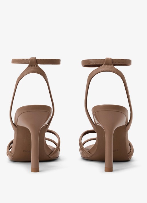Reiss ANNABELLE Leather Link-Strap Stiletto Sandals - achterkant 3 neutral / beige