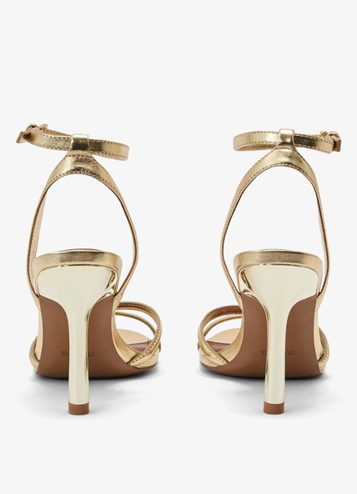 Reiss ANNABELLE Leather Link-Strap Stiletto Sandals - achterkant 5 goud