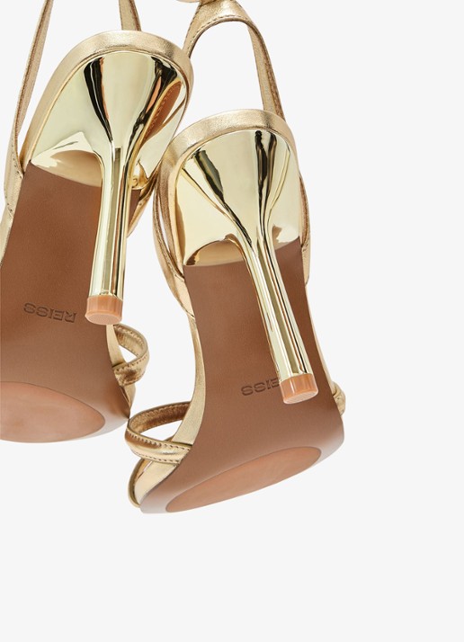 Reiss ANNABELLE Leather Link-Strap Stiletto Sandals - detail 4 goud