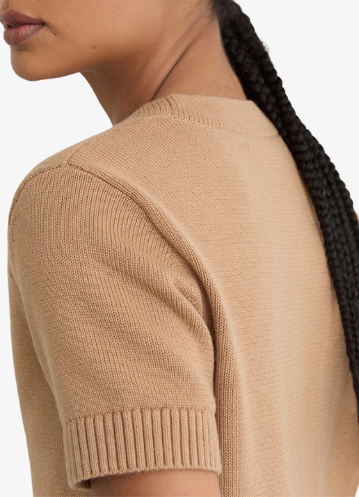 Reiss Anya fijngebreid vest in wolblend - detail 3 camel