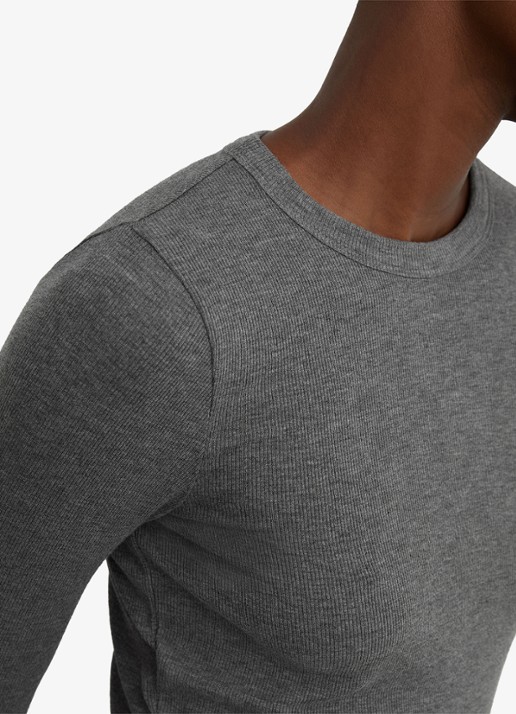 Reiss Arabelle longsleeve met ribstructuur - detail 2 donkergrijs